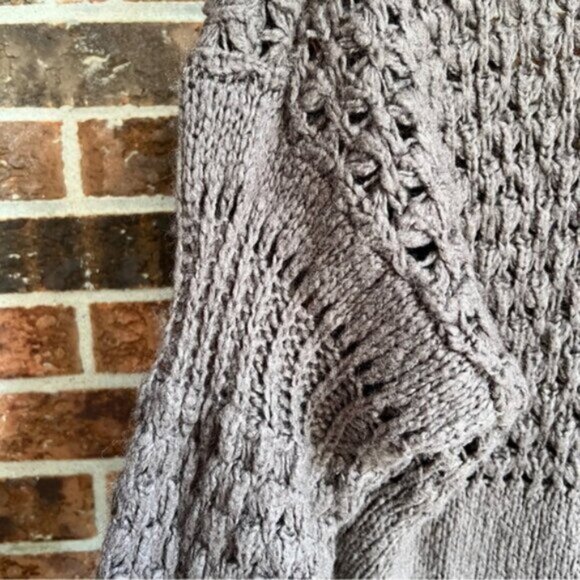 Free People  *Crashing Waves Pullover Sweater Brown Knit Relaxed Womens  Small - Picture 10 of 13